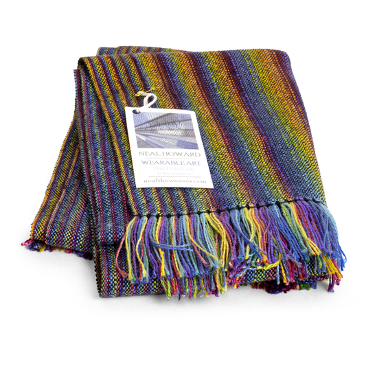 Black Rainbow Striped Scarf