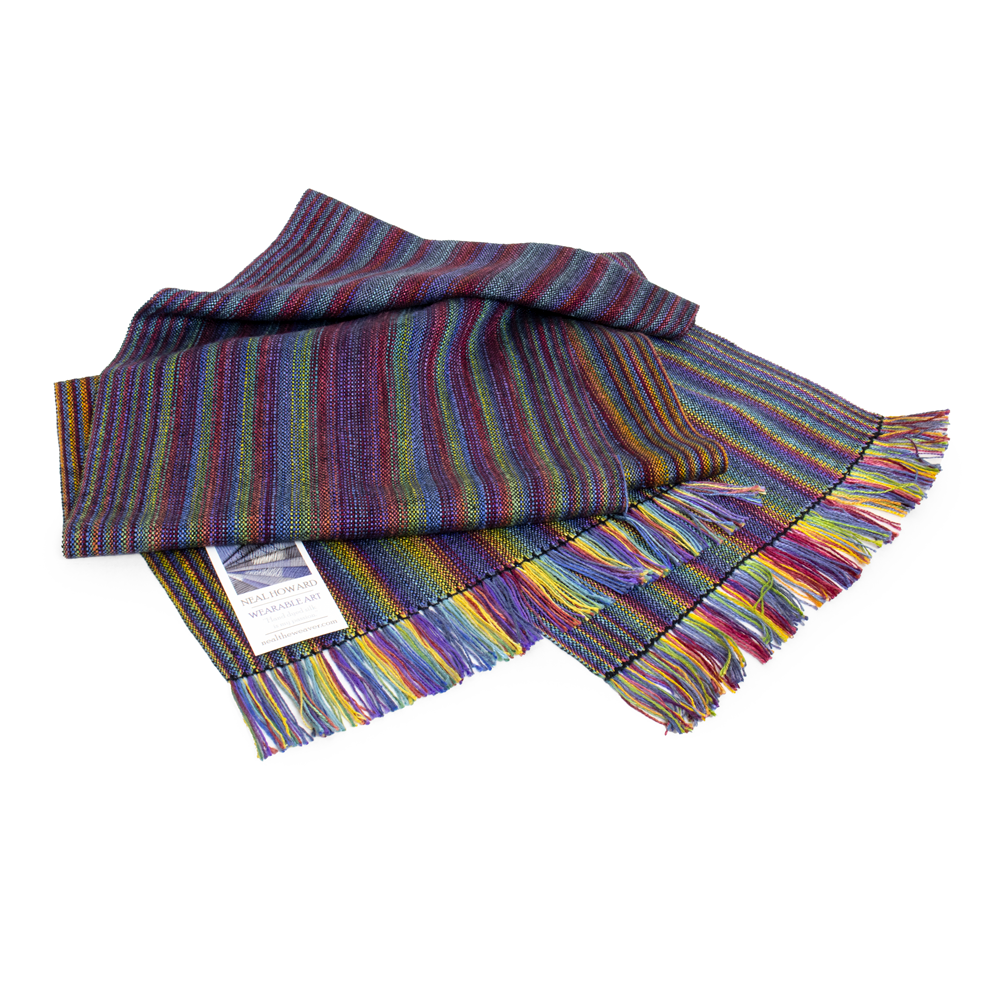 Black Rainbow Striped Scarf