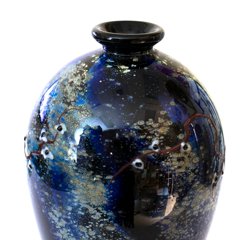 #2252 Lg Blue/Black Vessel