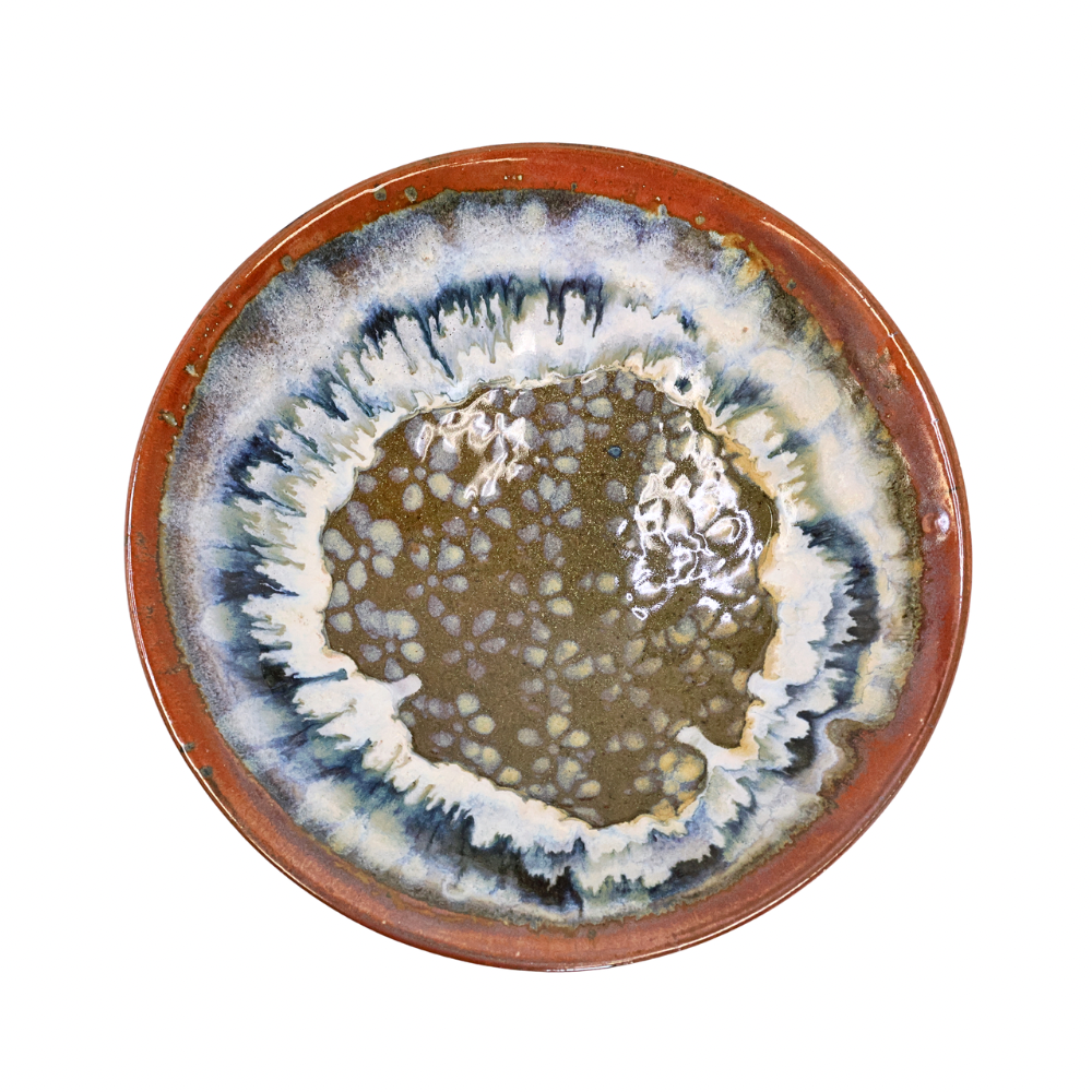 Browns and Whites Large Footed Bowl