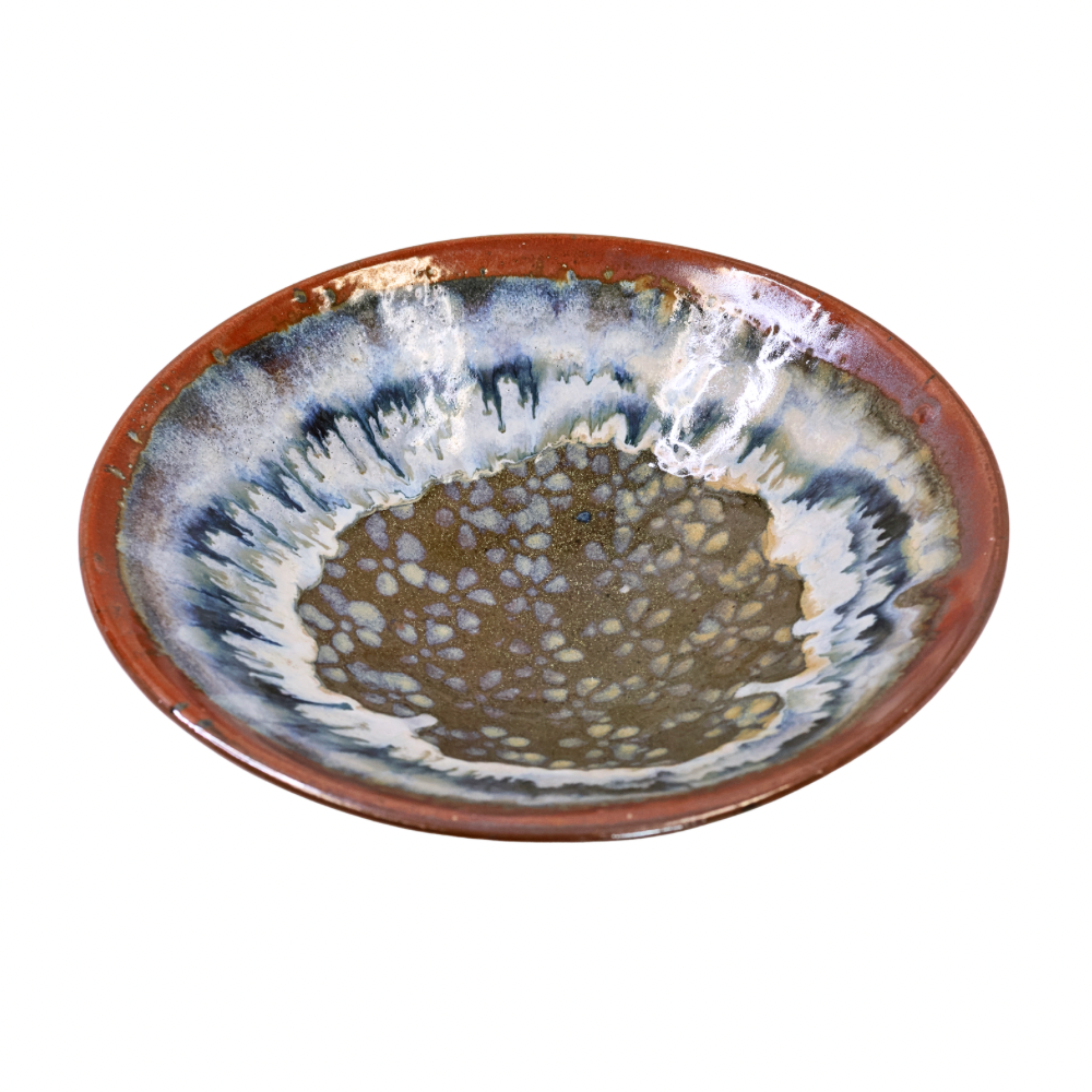 Browns and Whites Large Footed Bowl