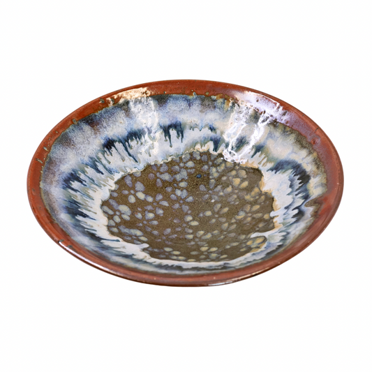 Browns and Whites Large Footed Bowl