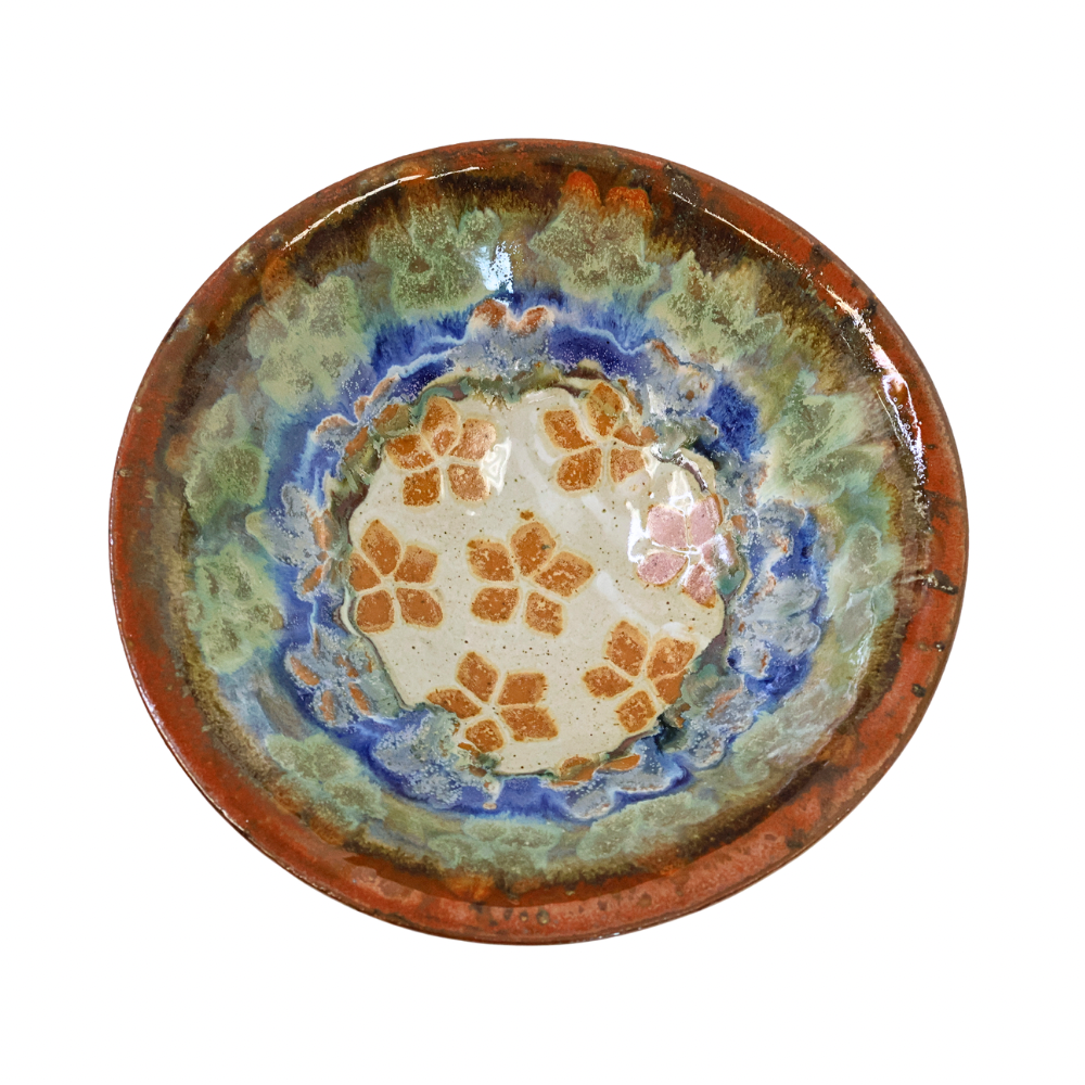 Browns and Greens Footed Bowl