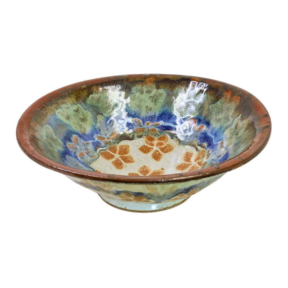 Browns and Greens Footed Bowl