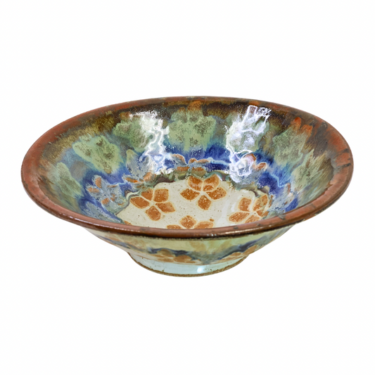 Browns and Greens Footed Bowl