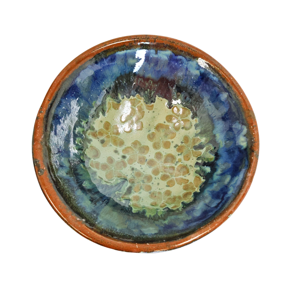 Dark Browns and Blues Footed Bowl