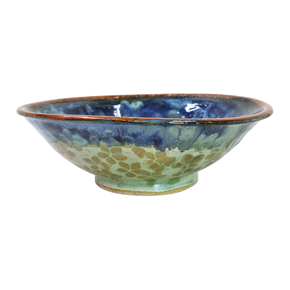 Dark Browns and Blues Footed Bowl