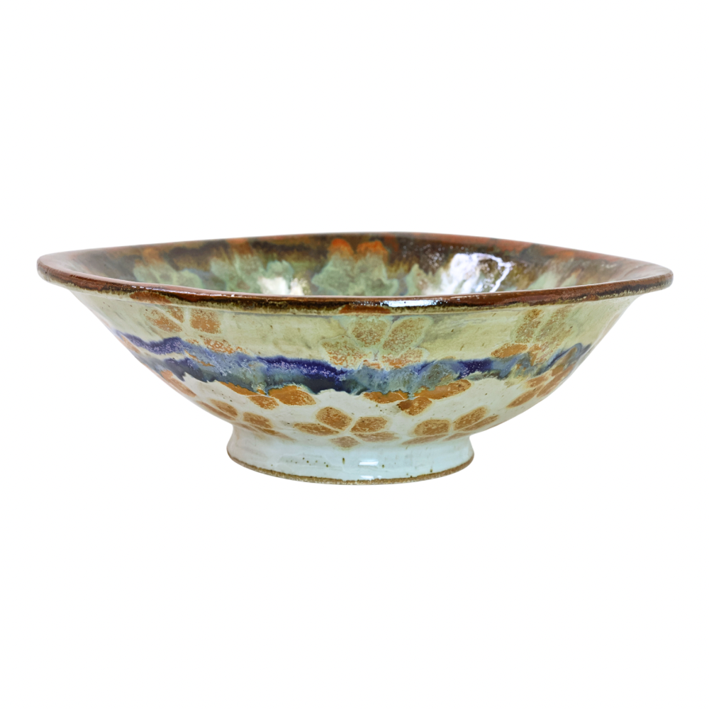 Browns and Greens Footed Bowl