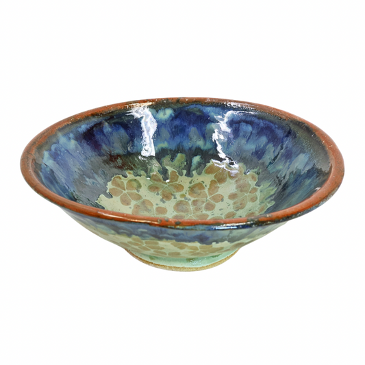Dark Browns and Blues Footed Bowl