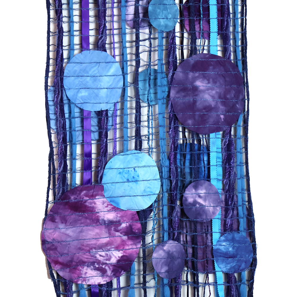 Batik Scarf. Blu/Purp/Circles