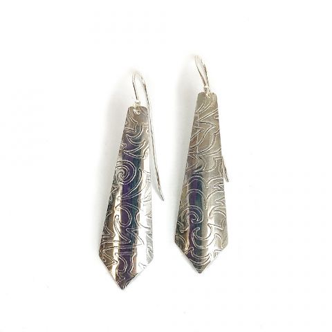 Etched Silver Dangle Earrings