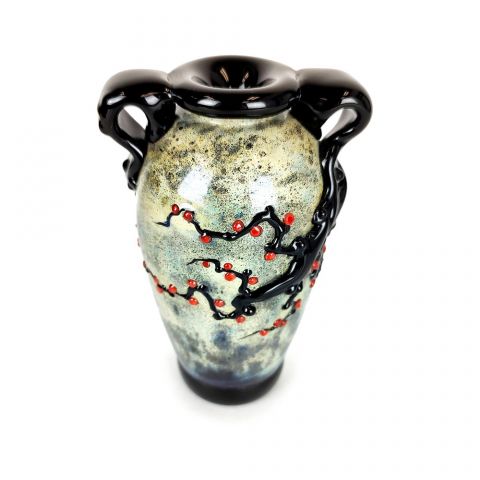 Black Wisteria Vase w/ Handles