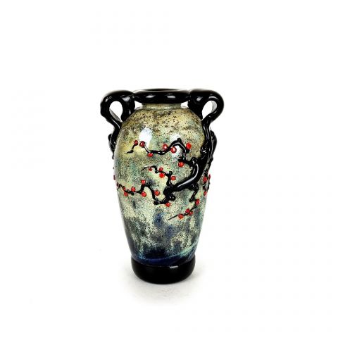Black Wisteria Vase w/ Handles