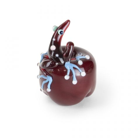 Glass Apple and Frog-Red