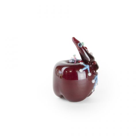 Glass Apple and Frog-Red
