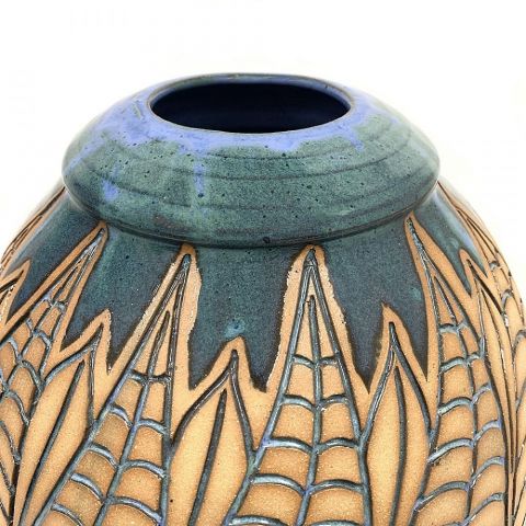 Large Ceramic Carved Vase