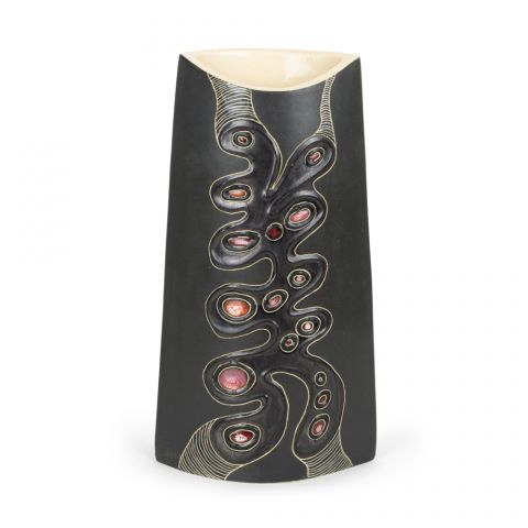 Tall Black Red Vase Oval
