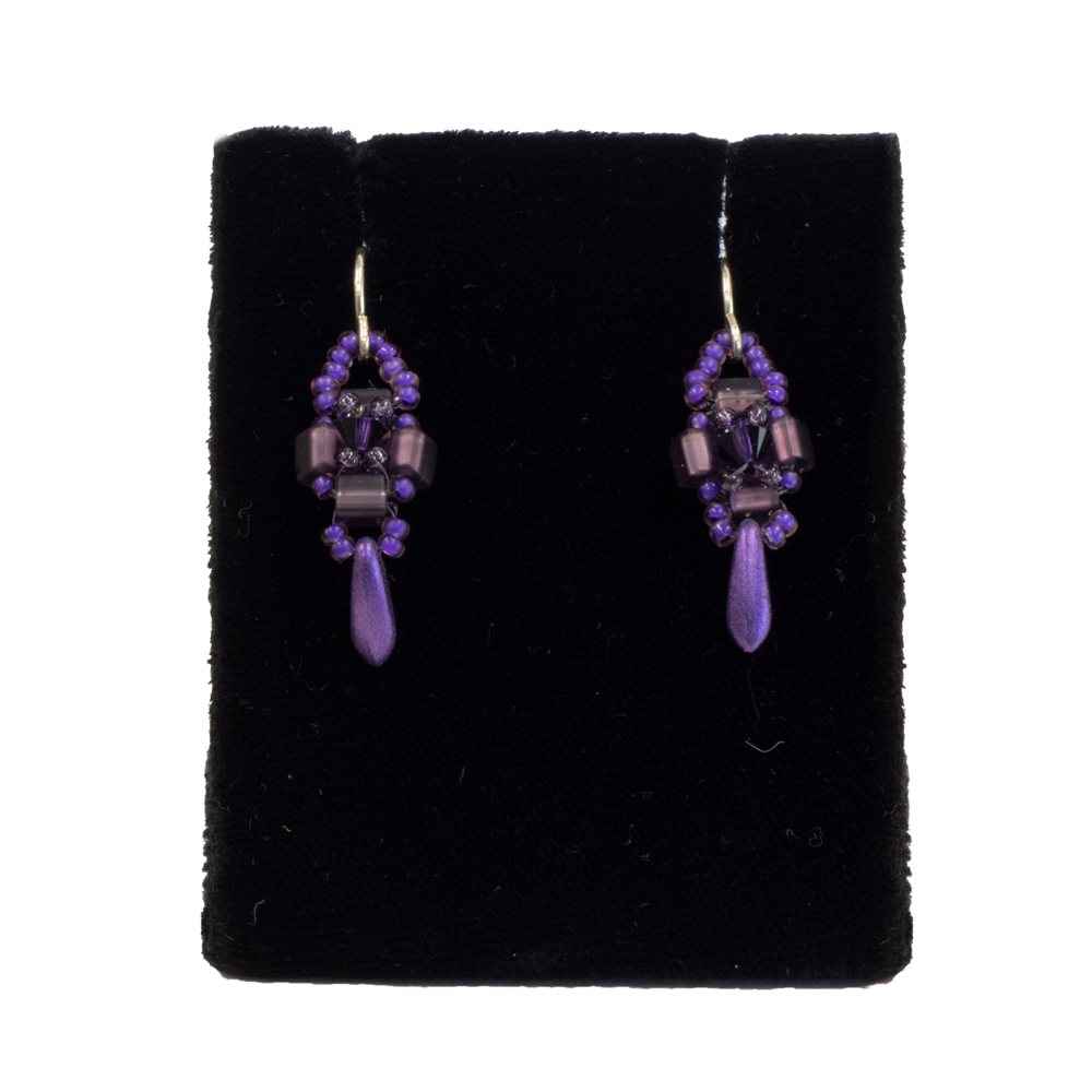 Purple Square Drop Earrings
